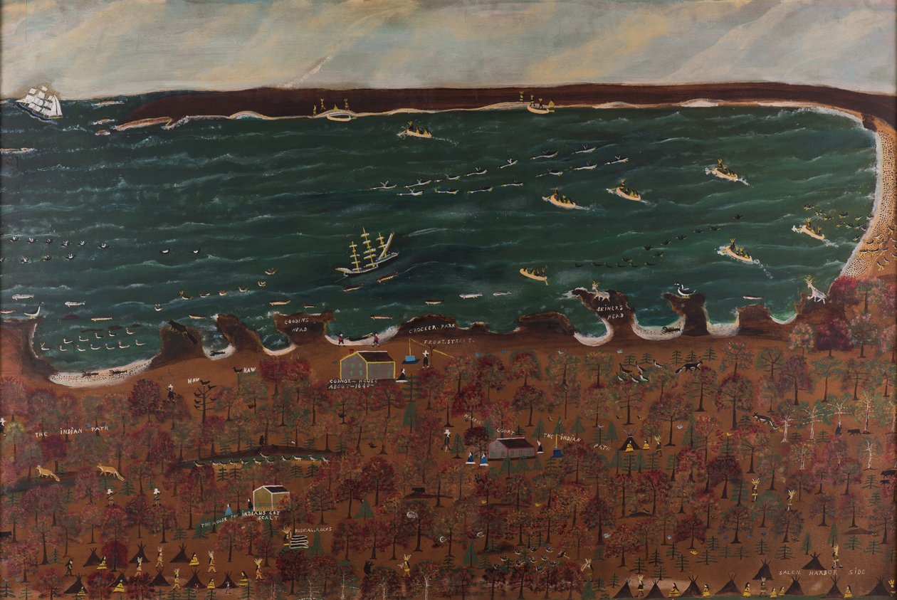 Indiai táborozás Marbleheadben, 1920-28 (olaj farostlemezen) alkotó: John Orne Johnson Frost