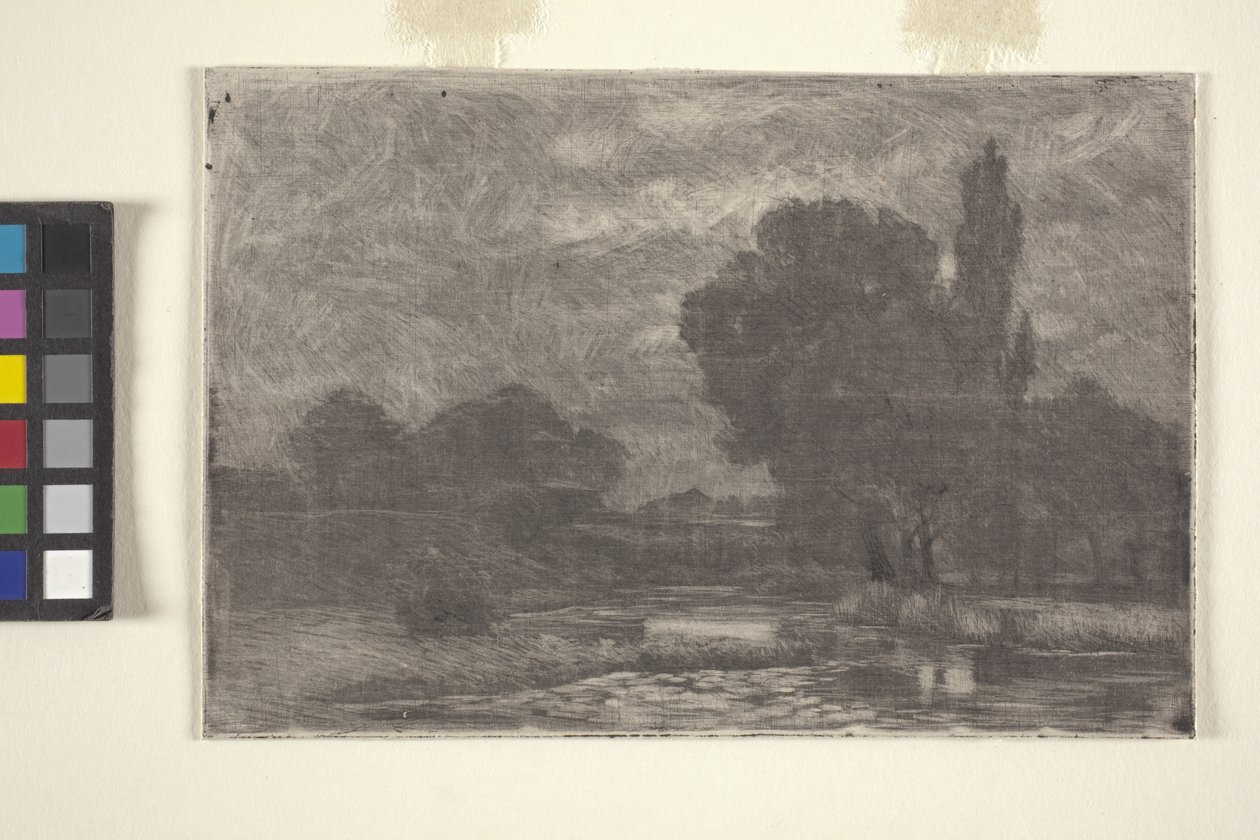 Mocsaras táj (rézkarc és monoprint) alkotó: John Otis Adams
