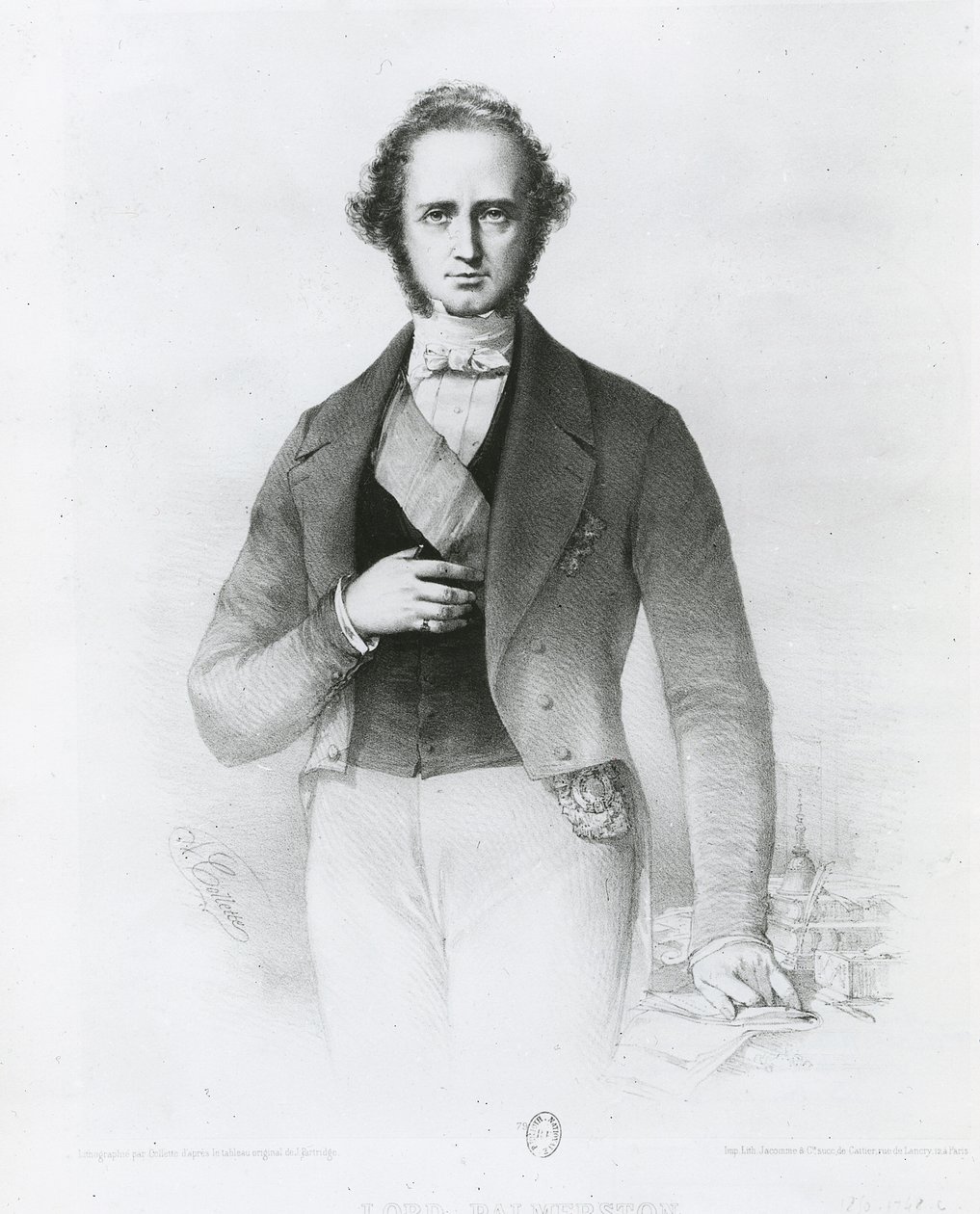 Henry John Temple (1784-1865) Lord Palmerston portréja, metszett Collette alkotó: John Partridge