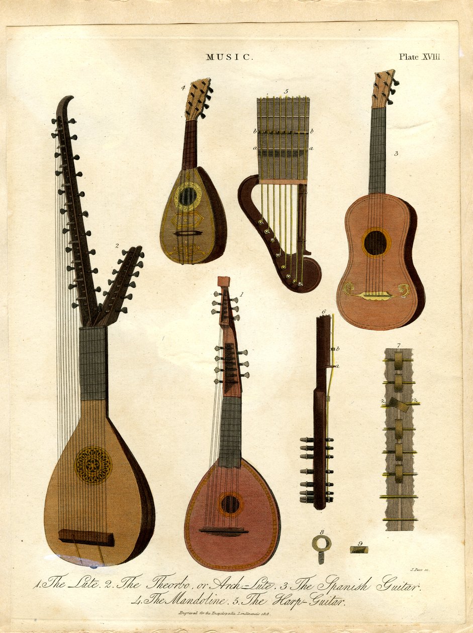 A lant;A teorbó;vagy érclant;A spanyol gitár;A mandolin;A hárfa-gitár alkotó: John Pass