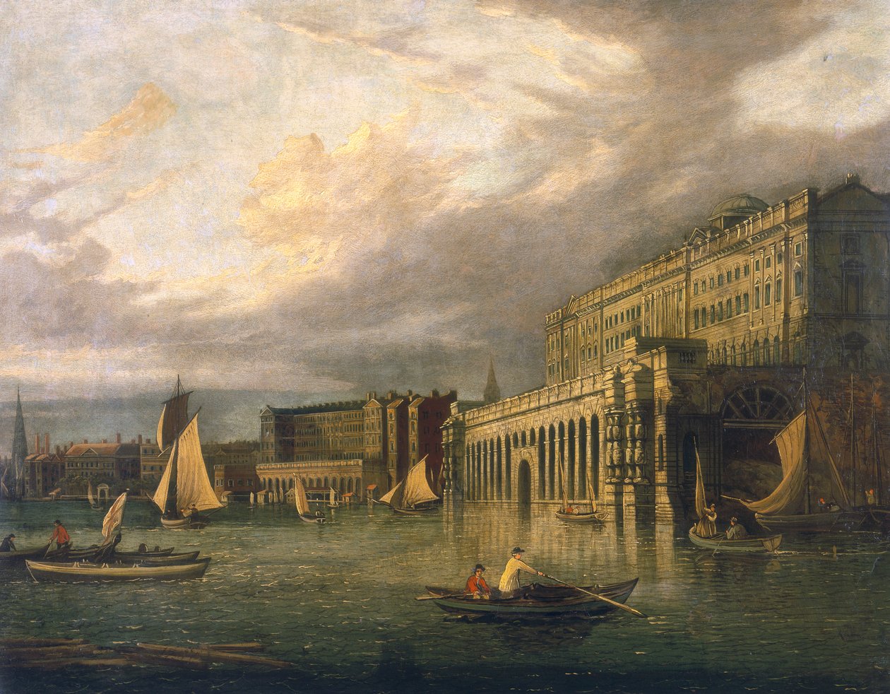 „Somerset-ház és az Adelphi a folyótól”, 1825 alkotó: John Paul