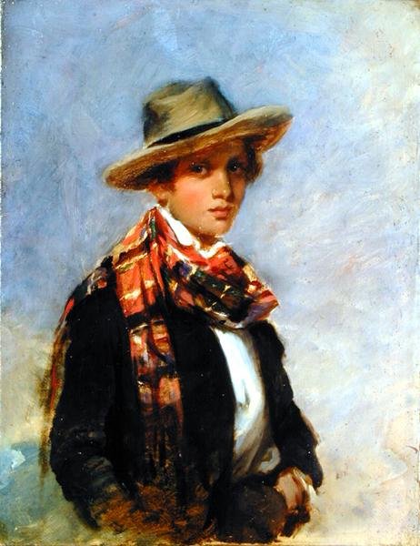 Fiatal portréja tartán sállal (olaj, vászon) alkotó: John Phillip