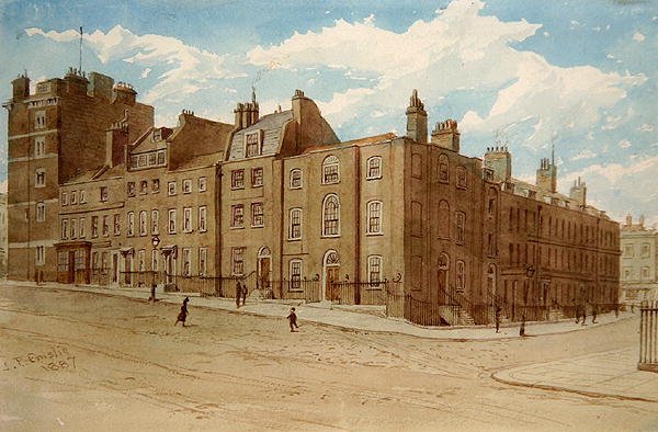Kilátás az Old Cobham Row-ra és a Cold Bath Square egy részére, Finsburyben alkotó: John Phillipp Emslie