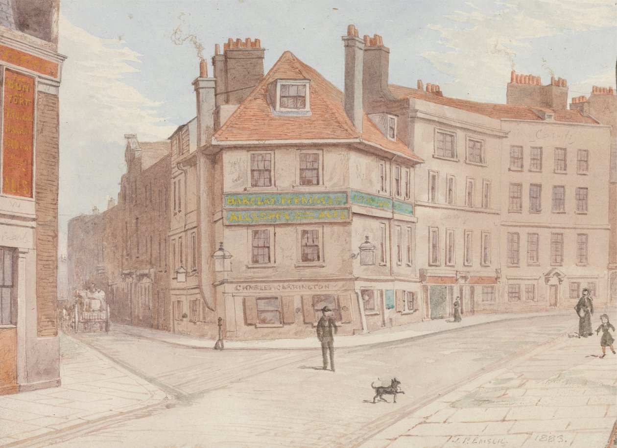 Northumberland Head Inn a Fort St. és a Gun St. sarkában, Spitalfieldsben alkotó: John Phillipps Emslie