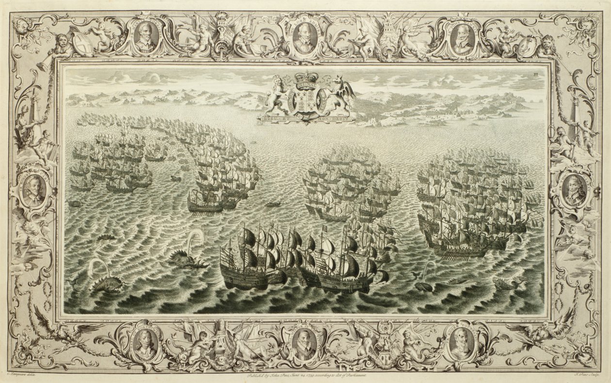 Armada (metszet egy faliszőnyegről), 1739 alkotó: John Pine