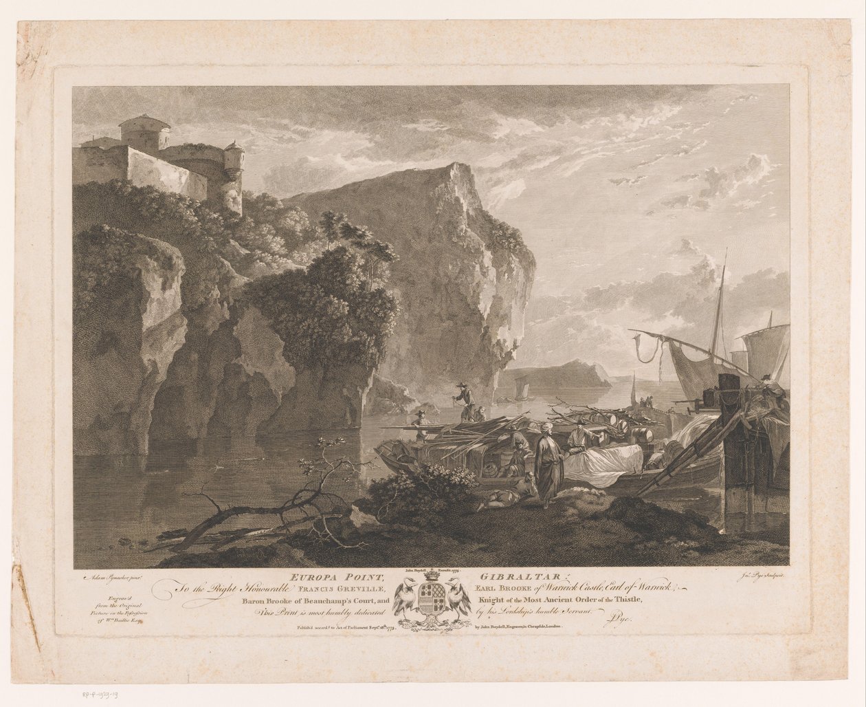 Kilátás az Europa Pointra, Gibraltár Europa Point, Gibraltár (cím a tárgyon) alkotó: John Pye (I)