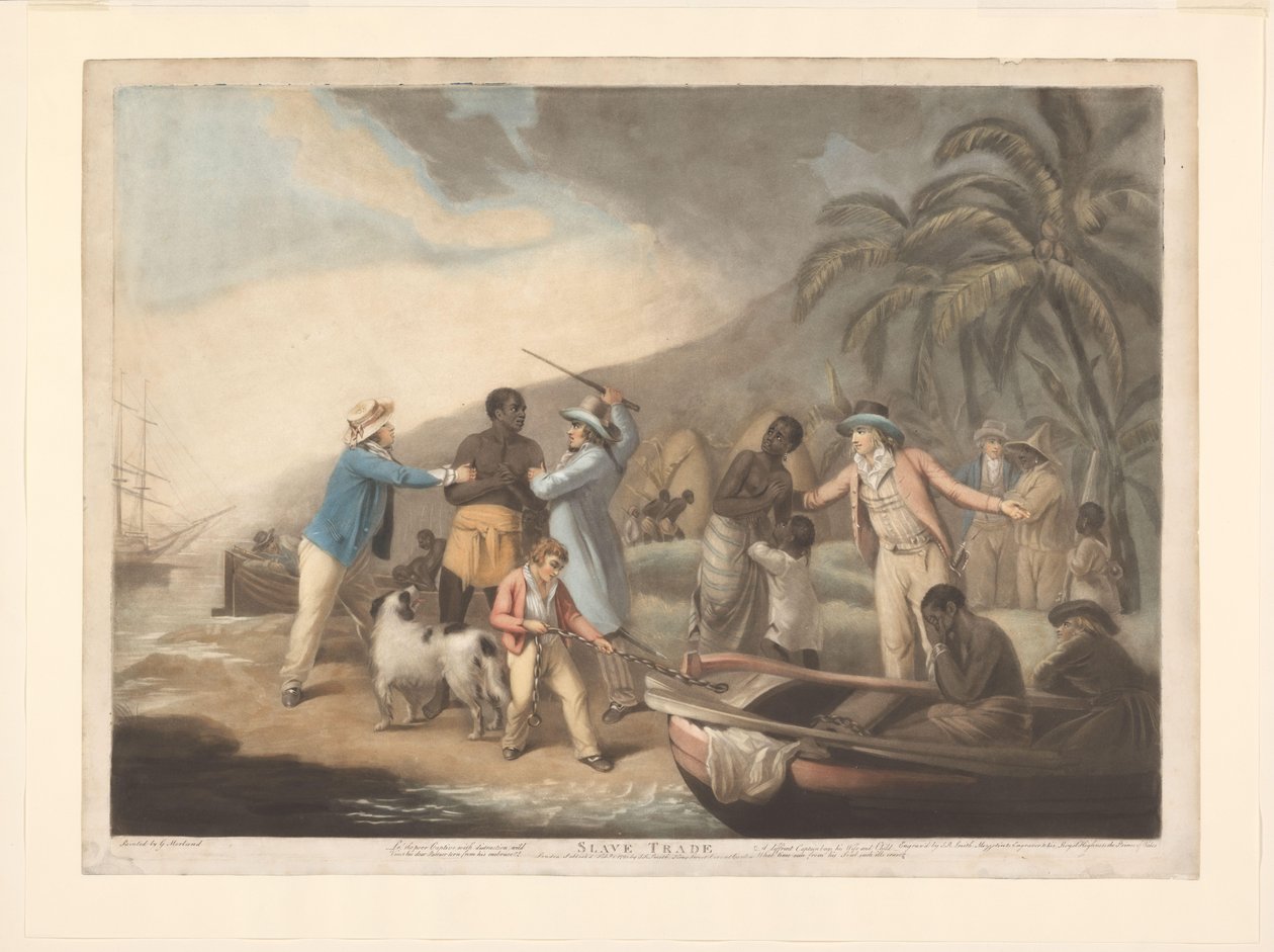Az afrikai családot európai rabszolgakereskedők választják el egymástól Slave Trade (cím az objektumon) alkotó: John Raphael Smith