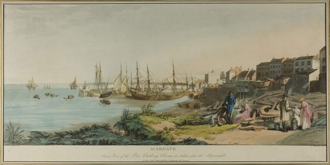 Margate, a móló belső képe, fürdőhelyiségek, és a Hajógyártótól vették alkotó: John Raphael Smith