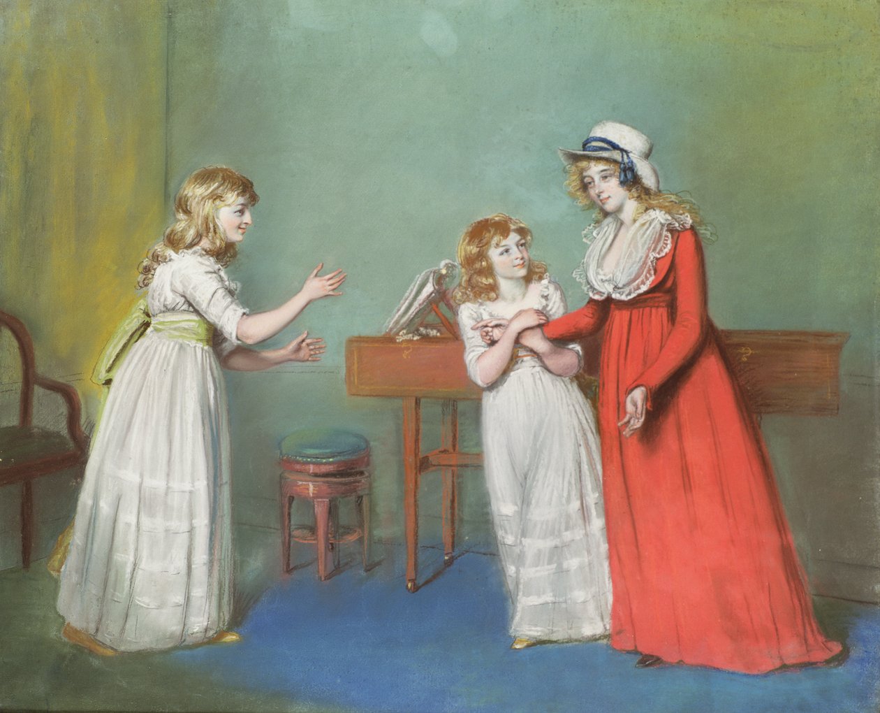 Mrs. Henderson, Mrs. Kendall és Mrs. Thompson, Thomas Rowsby lányai, Crome Hall, Malton, Yorkshire alkotó: John Raphael Smith