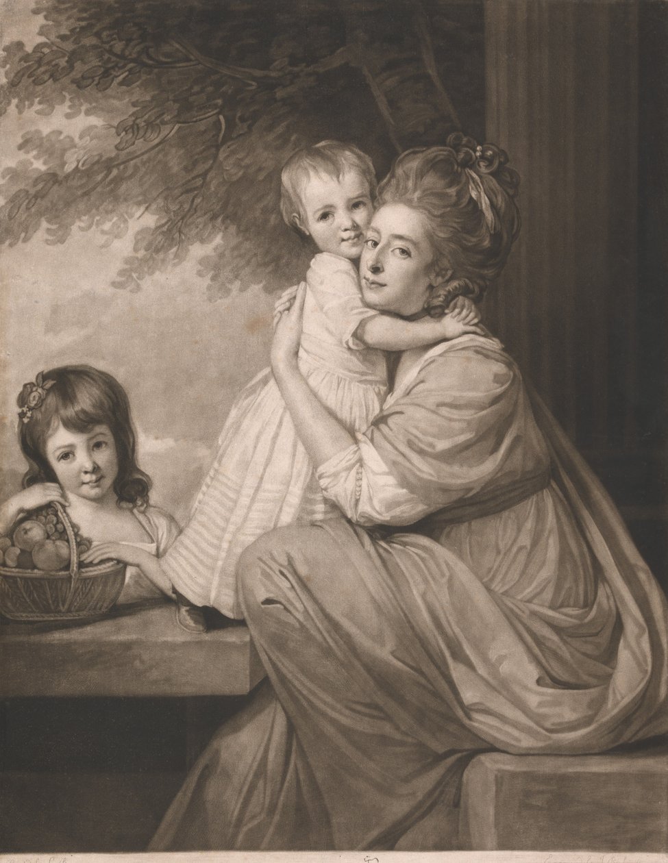 Stablesné és két lánya, Harriet és Maria alkotó: John Raphael Smith