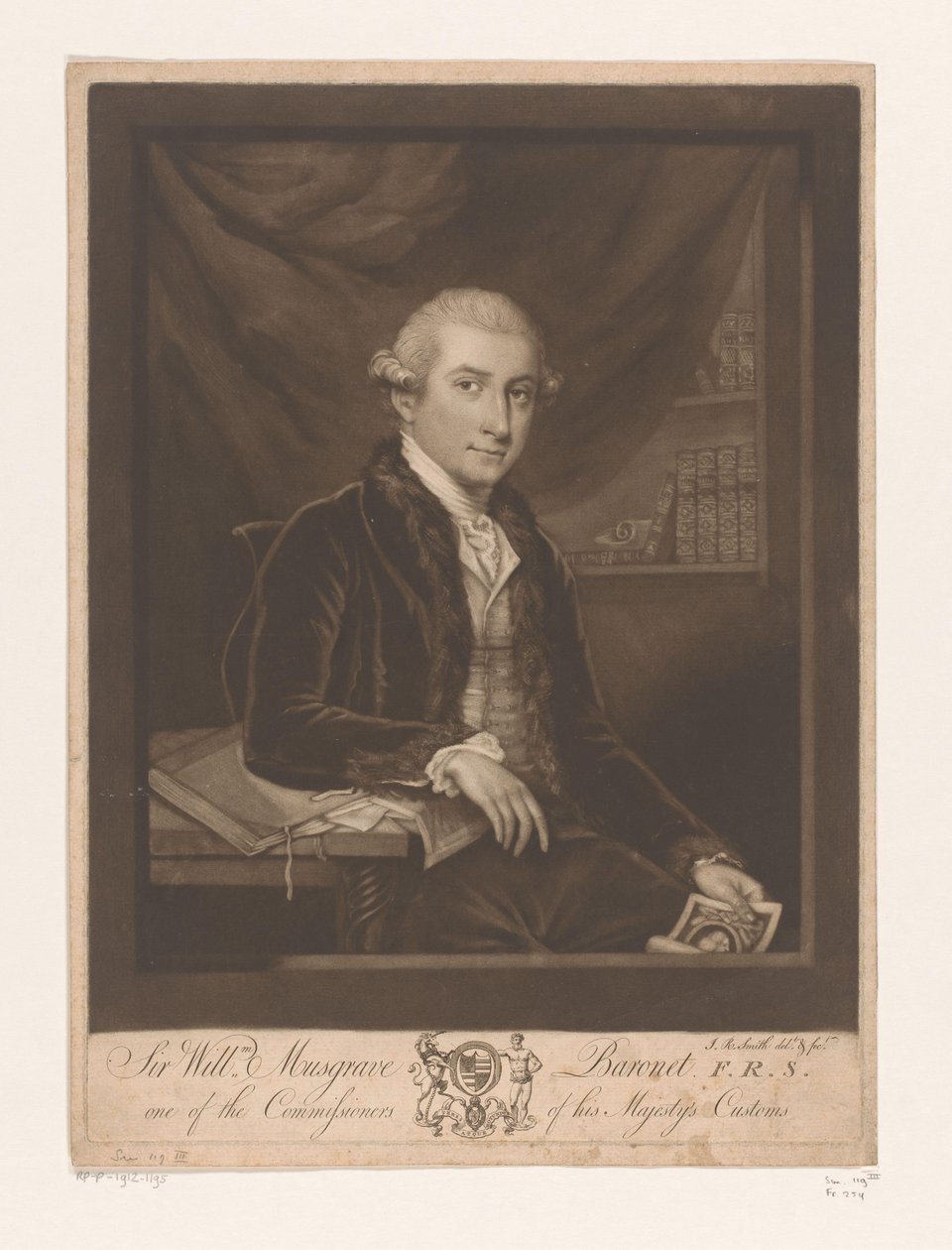 William Musgrave portréja Sir Willm. Musgrave Baronet F.R.S. őfelsége vámhatóságának egyik biztosa (cím a tárgyon) alkotó: John Raphael Smith