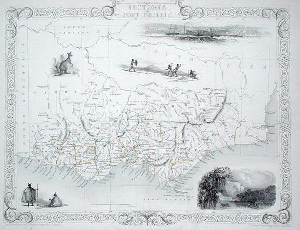 Victoria vagy Port Phillip, Ausztrália, a John Tallis & Co, New York és London által kiadott Világtérkép-sorozatból alkotó: John Rapkin