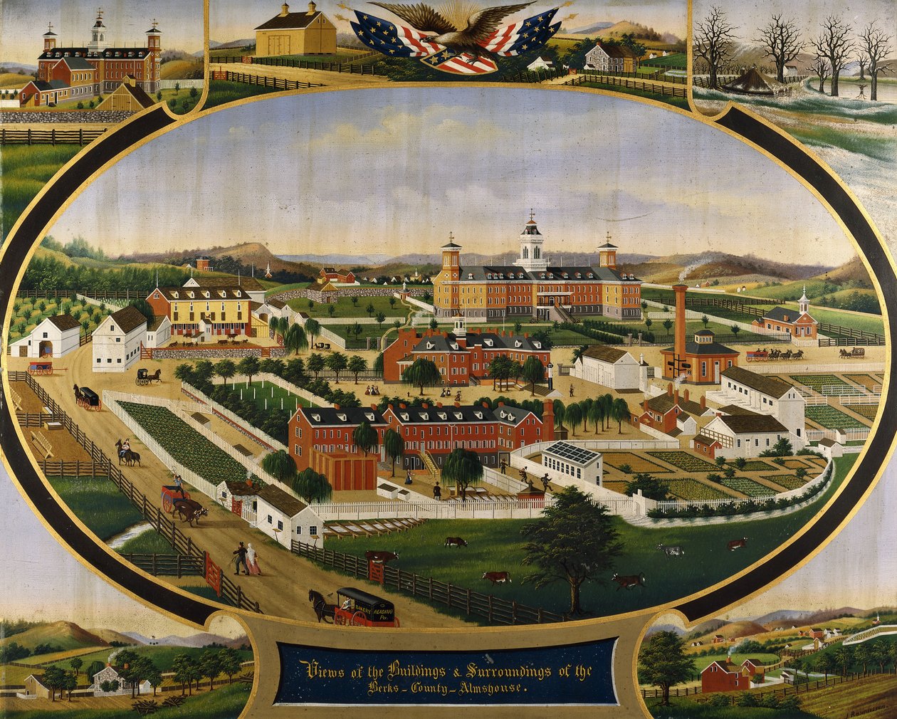Kilátás a Berks County Almshouse épületeire és környékére, alkotó: John Rasmussen