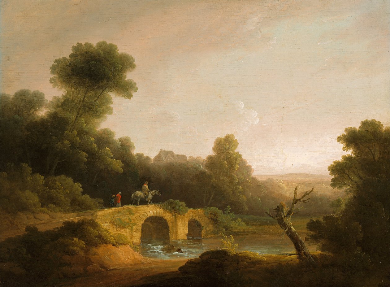 Táj hídon átmenő alakokkal, 17901800 alkotó: John Rathbone