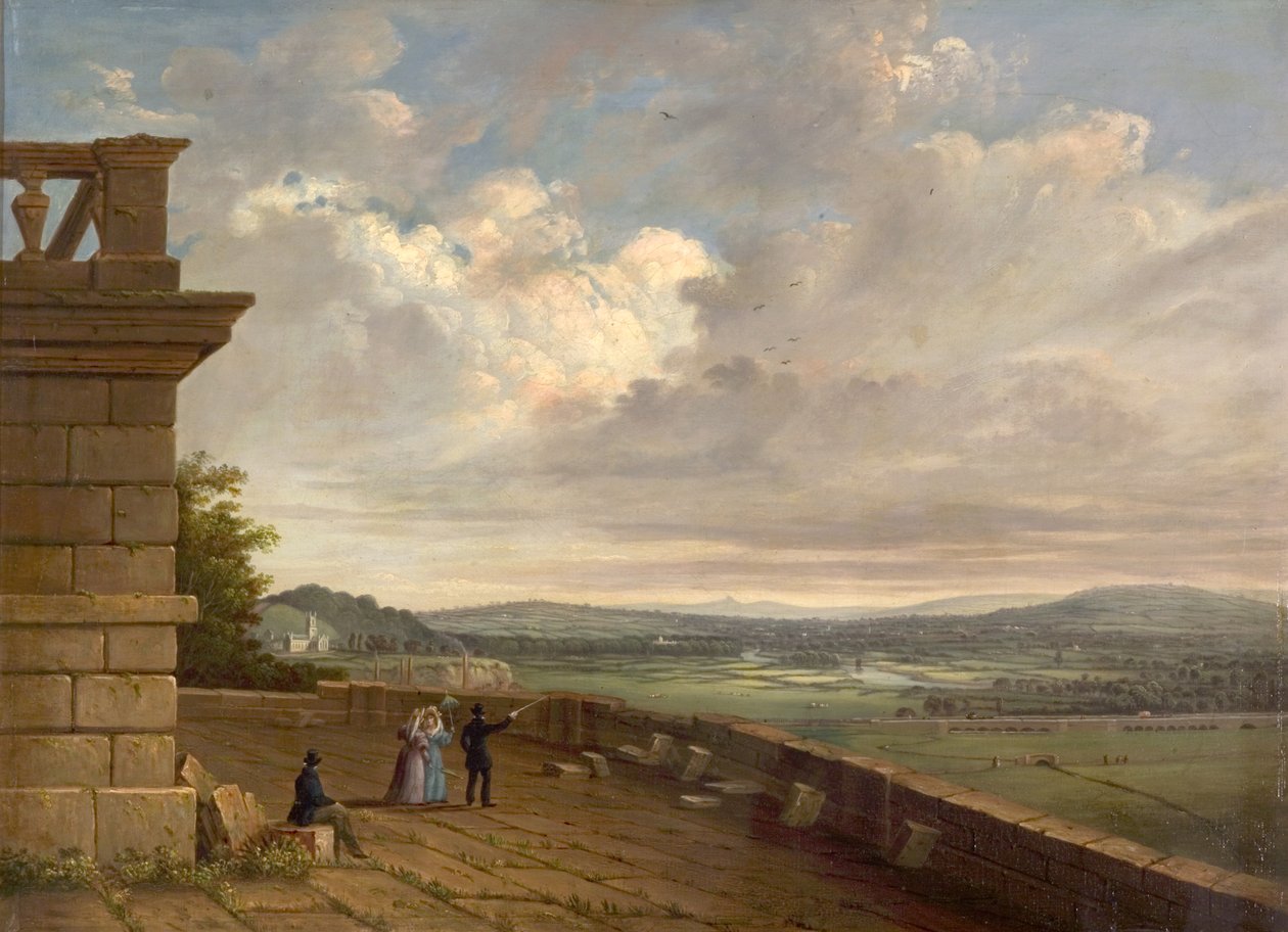 Kilátás a Nottingham kastély teraszáról Keletre nézve, 1845 körül alkotó: John Rawson Walker