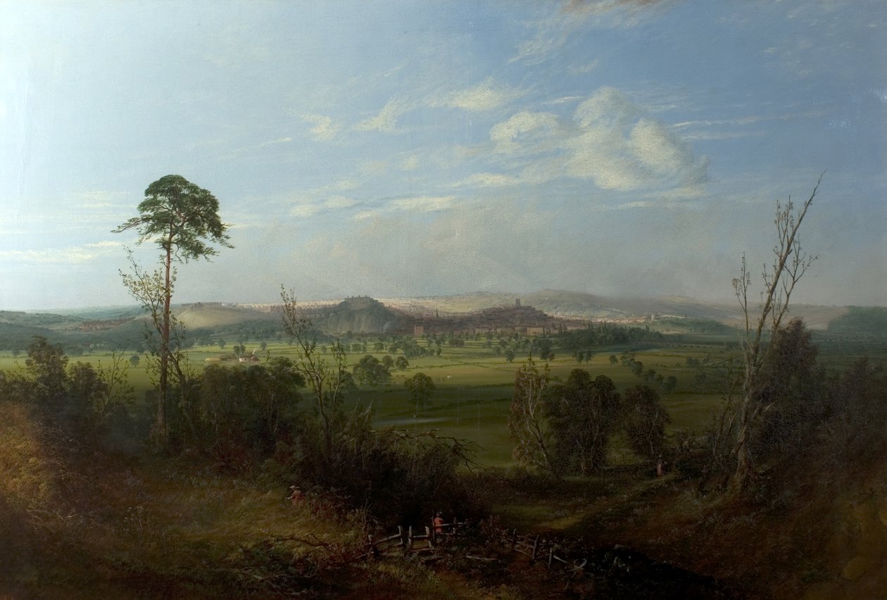 Nottingham kilátása Wilfordból, 1850 körül alkotó: John Rawson Walker