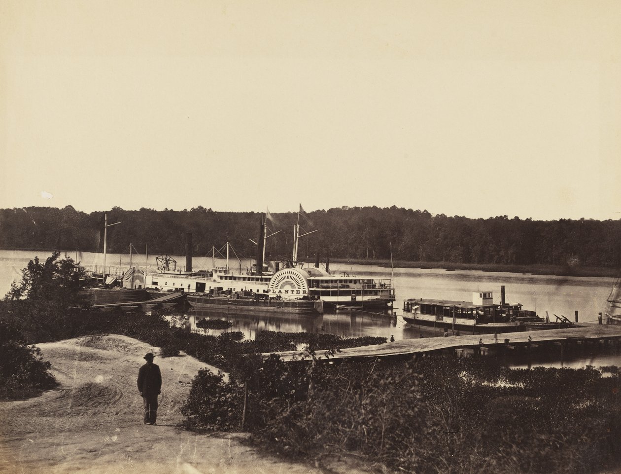 Plauter orvosi ellátási hajó, az Appomattoxon, 1865. január (albuminnyomat szőtt papírra rögzítve) alkotó: John Reekie
