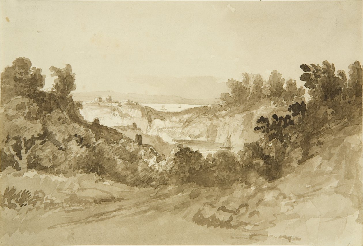 Avon és Severn Windcliffből a Wye-on, 1820 körül (ceruza és akvarell papíron) alkotó: John Reverend Eden