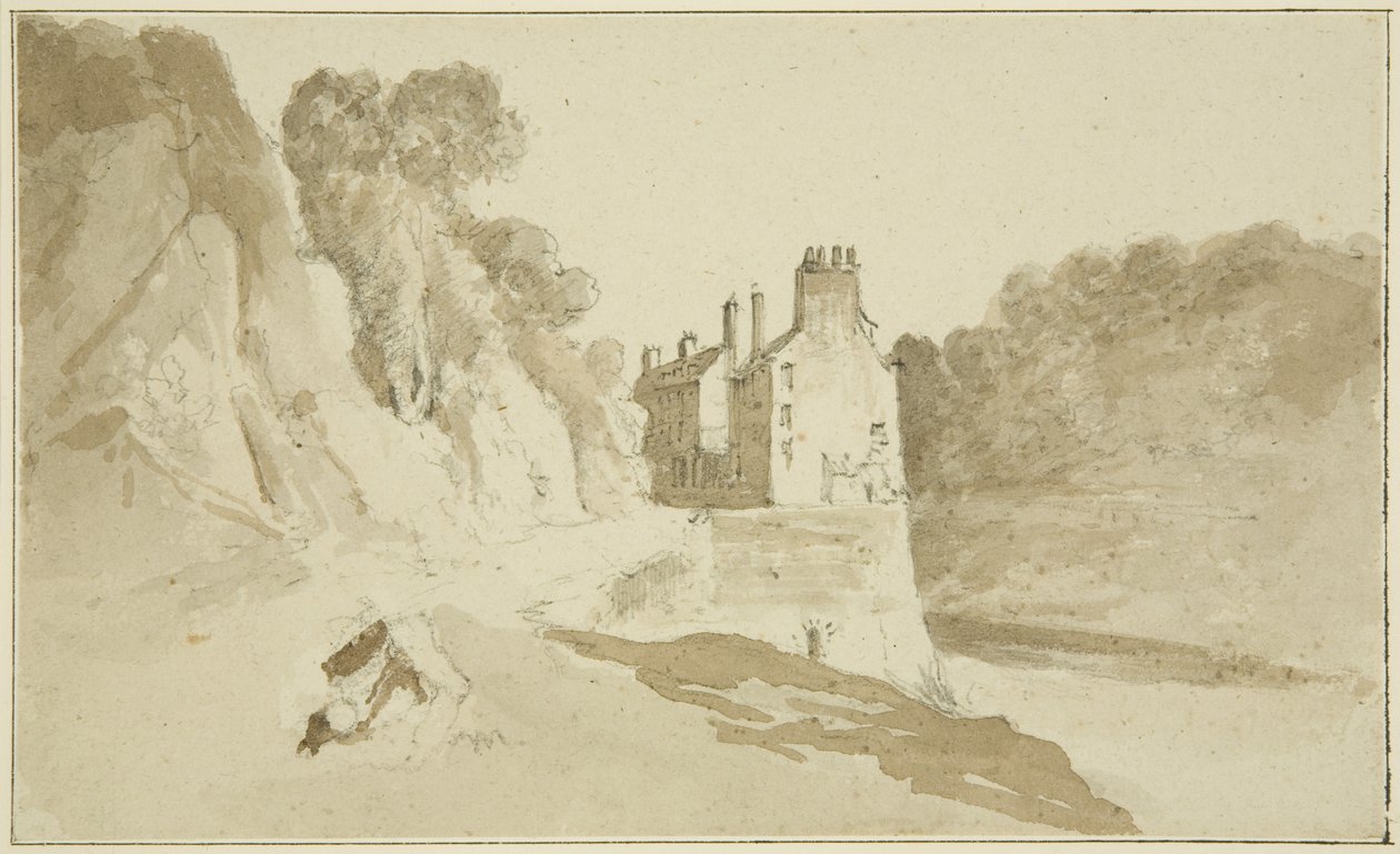 Hotwell House (ceruza és akvarell papíron) alkotó: John Reverend Eden