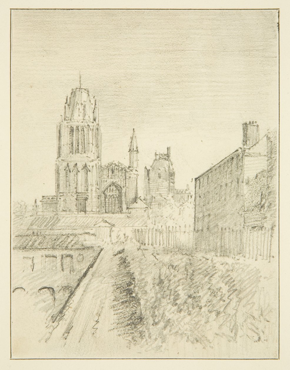 Redcliffe templom és az Alfred Wharf egy része (rajz, akvarell) alkotó: John Reverend Eden