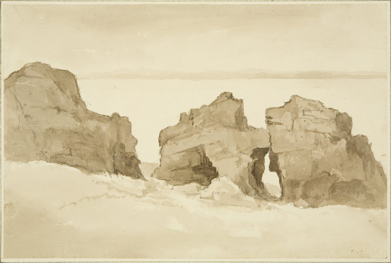 Sziklák Flat Holm északi oldalán [Castle Rock] alkotó: John Reverend Eden