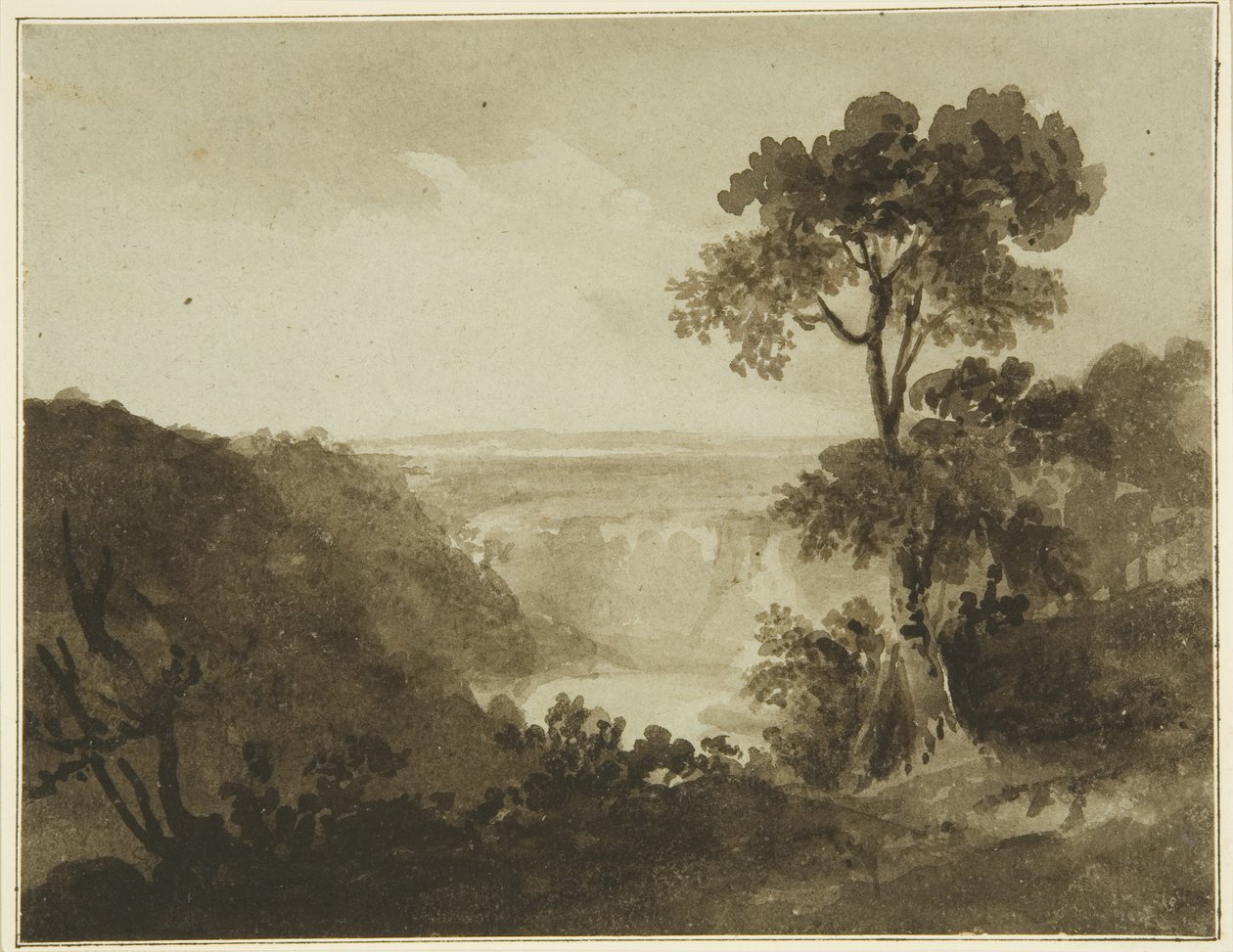 Kilátás Clifton Downból, 1820 körül (ceruza és akvarell papíron) alkotó: John Reverend Eden