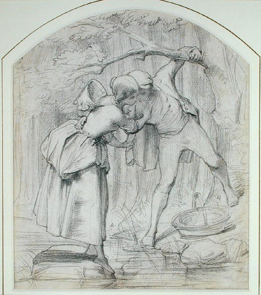Az átkelés, 1860 körül (ceruza, tábla) alkotó: John Richard Clayton