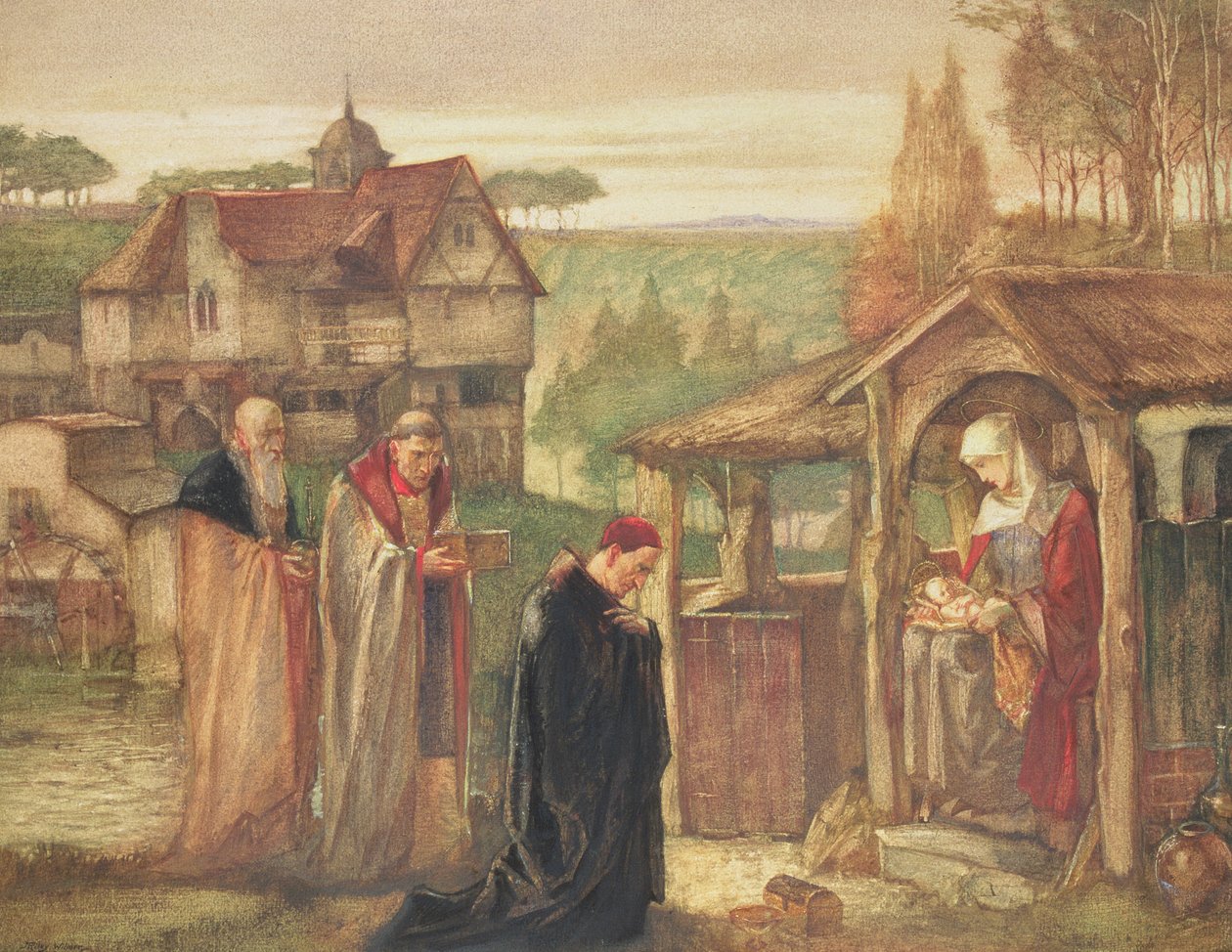 A Szent Család – A mágusok imádása, 1911 (wc és testszín a fedélzeten) alkotó: John Riley Wilmer