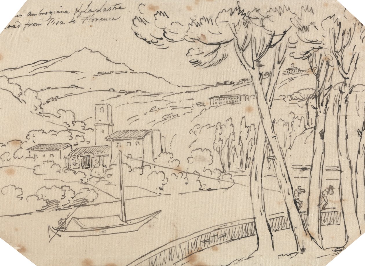Ambrogiana és La Lastra között alkotó: John Robert Cozens