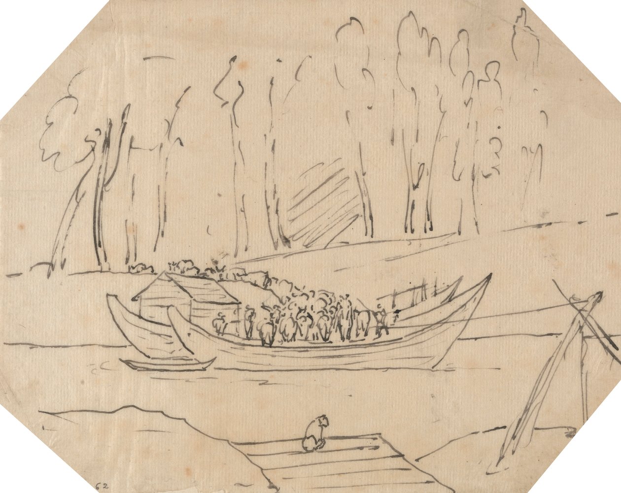 Szarvasmarha egy csónakon alkotó: John Robert Cozens