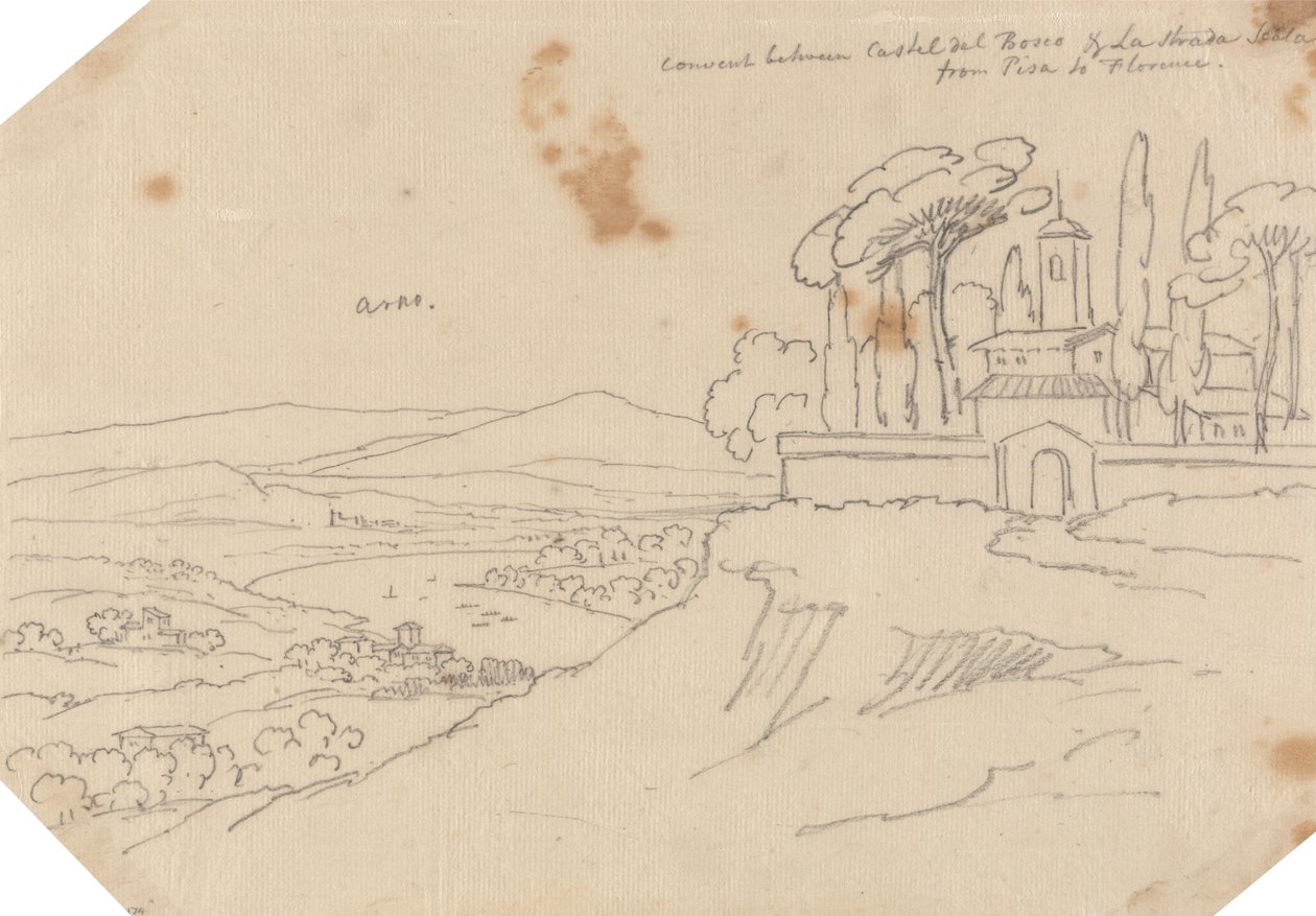 Kolostor a Castel del Bosco és a La Strada Scala között alkotó: John Robert Cozens