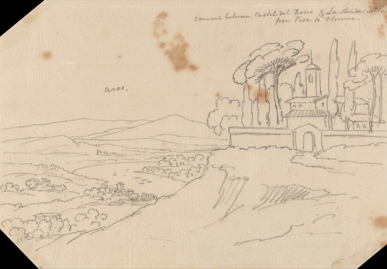 Kolostor a Castel del Bosco és a La Strada Scala között alkotó: John Robert Cozens