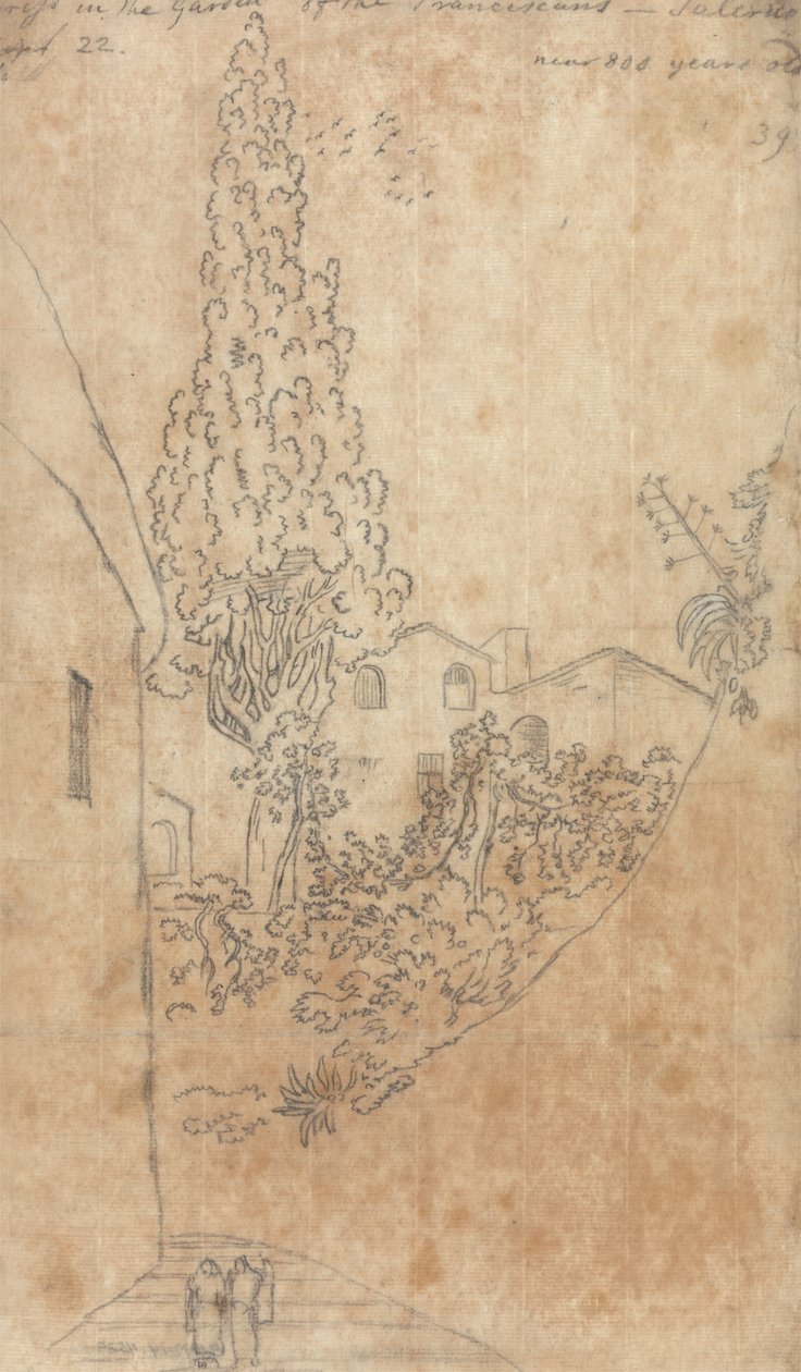 Ciprus a ferencesek kertjében Salernóban alkotó: John Robert Cozens