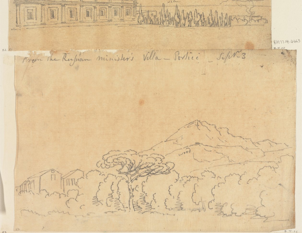 Az orosz miniszter villájából, Portici, szeptember 3. alkotó: John Robert Cozens