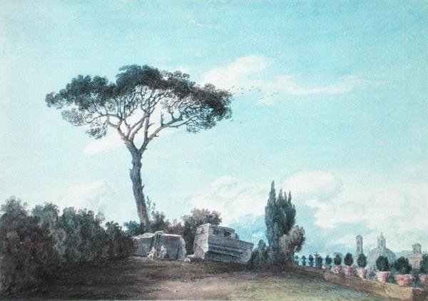 A római Colonna palota kertjében (akvarell papíron) alkotó: John Robert Cozens