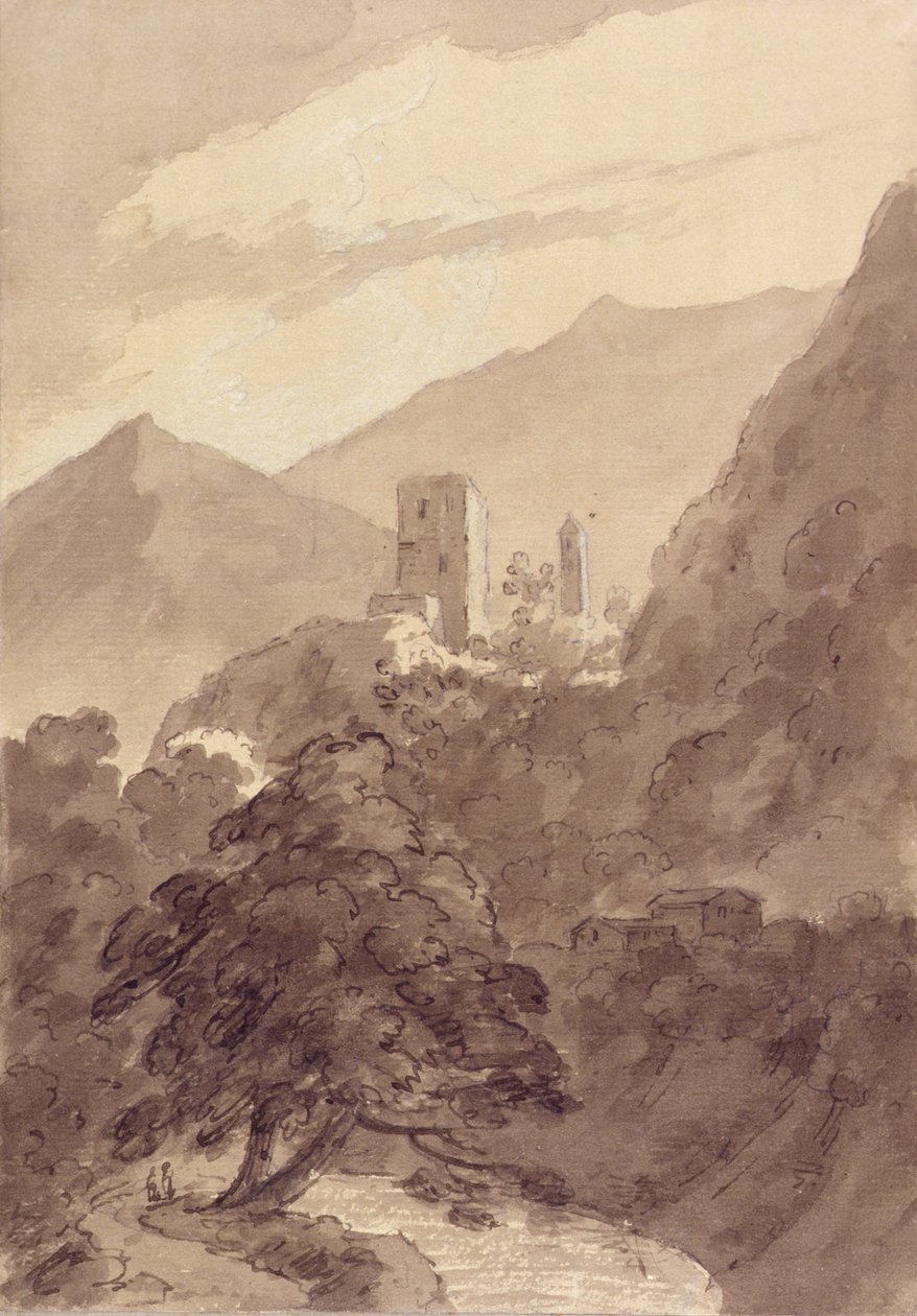 Grisonsban (toll és tinta, akvarell, papír) alkotó: John Robert Cozens