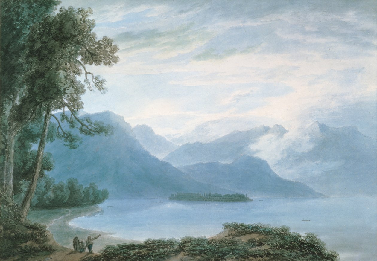Isola Bella, Maggiore-tó (akvarell papíron) alkotó: John Robert Cozens