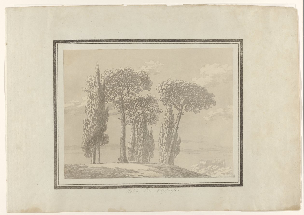 Olasz fenyő és ciprus Olasz fenyő és ciprus alkotó: John Robert Cozens