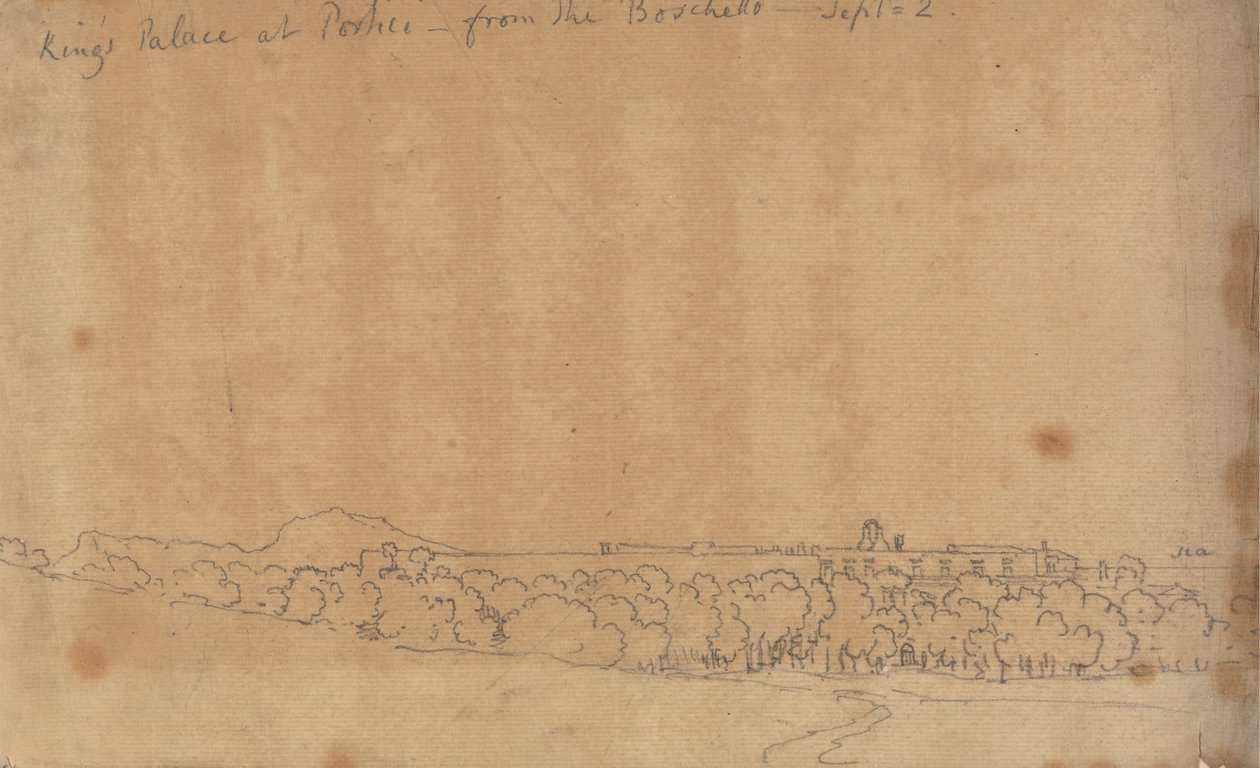 A királyi palota Porticiben a Boschetto-tól, szeptember 2 alkotó: John Robert Cozens