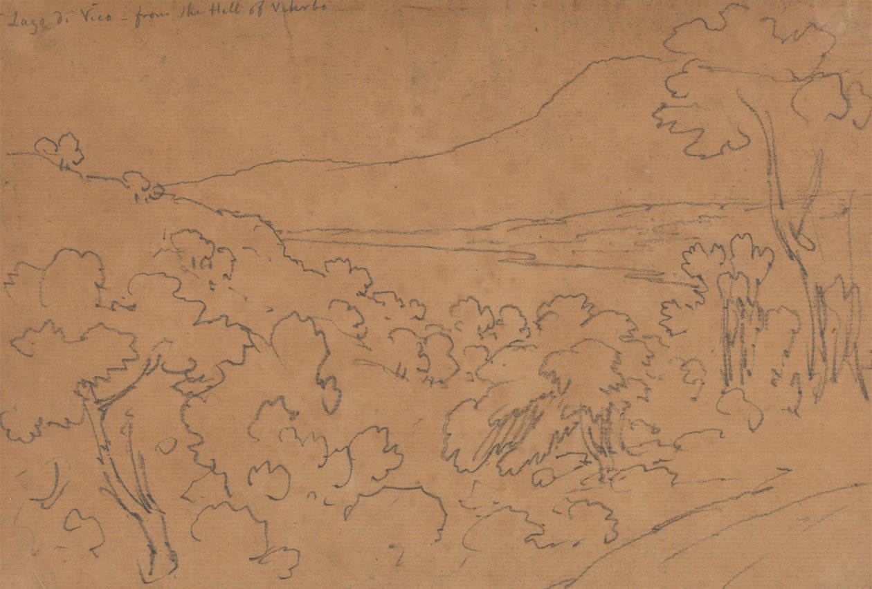 Vico-tó a Viterbo-hegyről alkotó: John Robert Cozens
