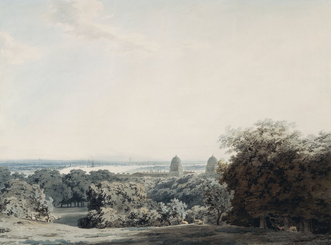 London a Greenwich Hilltől, alkotó: John Robert Cozens