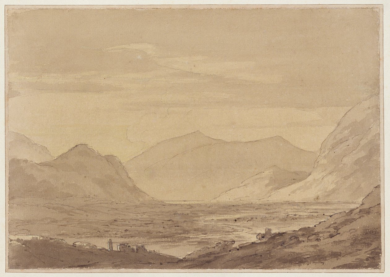 Chiavenna közelében (toll és tinta, akvarell papíron) alkotó: John Robert Cozens