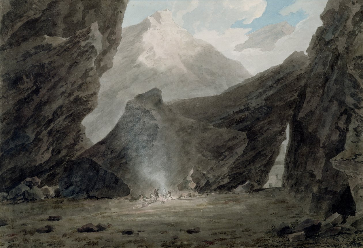 Chiavenna közelében a Grisons-vidéken, 1779 körül (akvarell, fekete tinta és grafitos mosás fektetett papíron) alkotó: John Robert Cozens