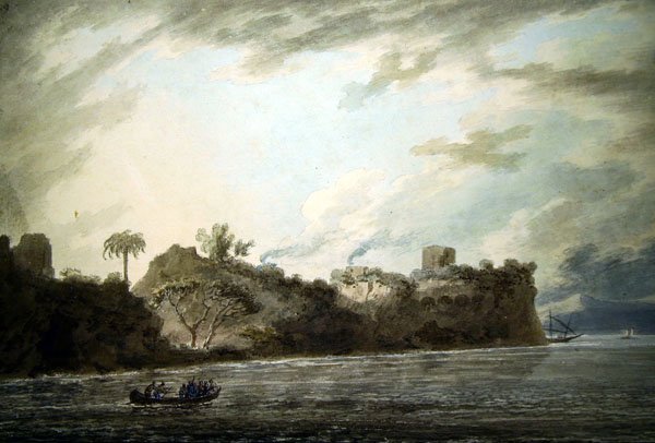 Posillipo partján, a Point közelében, Montechiarotól (akvarell papíron) alkotó: John Robert Cozens