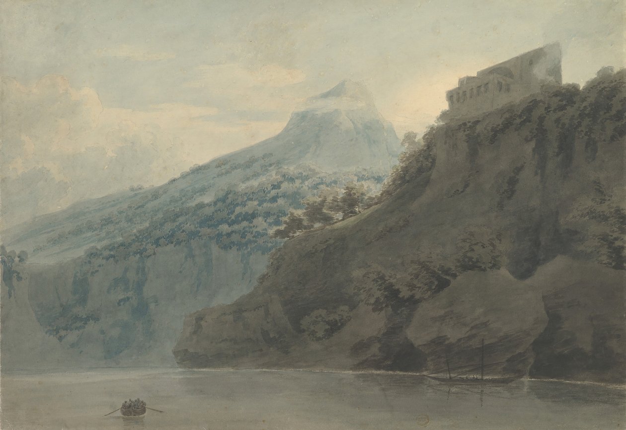 A Salernói-öbölben Vietri közelében, 1782 szeptemberében vagy később. alkotó: John Robert Cozens