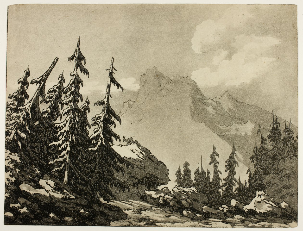 Fenyőfák a hegyekben alkotó: John Robert Cozens