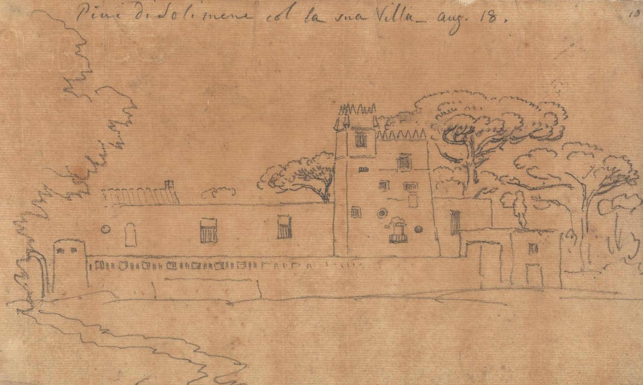 Pini di Solimena a villával, augusztus 18 alkotó: John Robert Cozens