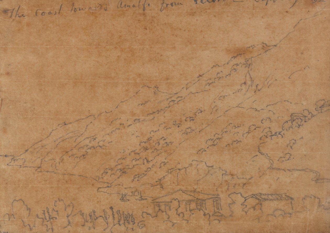 A tengerpart Amalfi felé Vietriből, szeptember 19. alkotó: John Robert Cozens