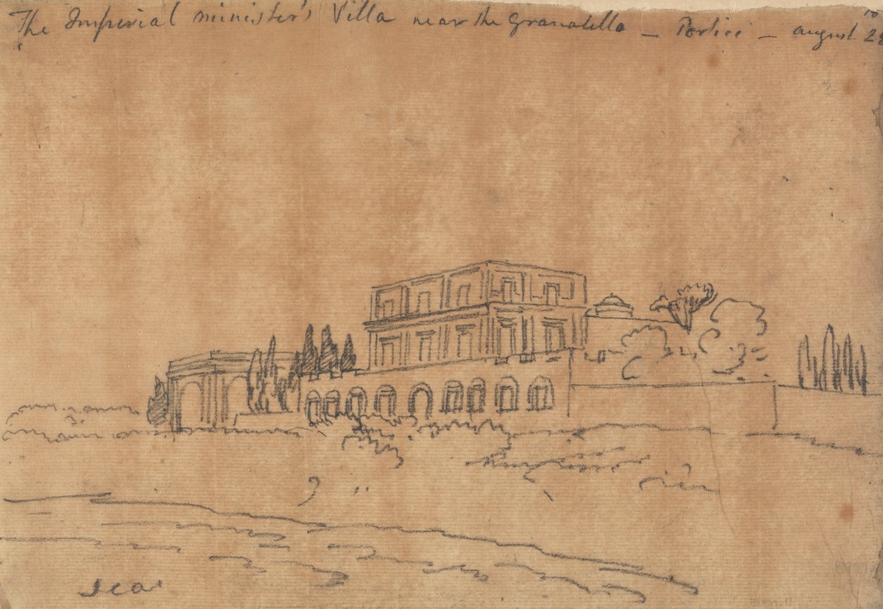 A császári miniszter villája a Granabello közelében, Portici, augusztus 28 alkotó: John Robert Cozens