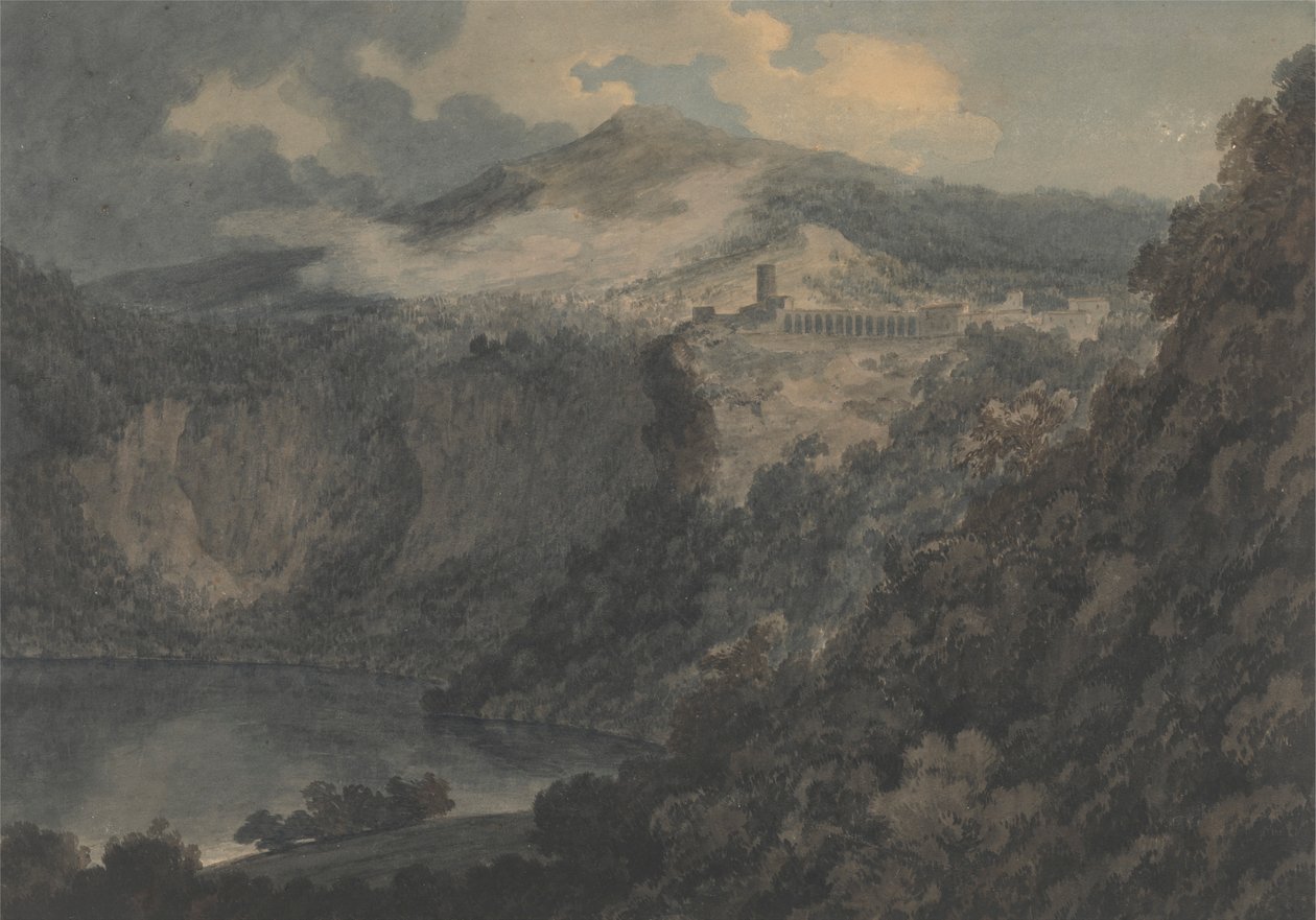 A tó és Nemi városa alkotó: John Robert Cozens